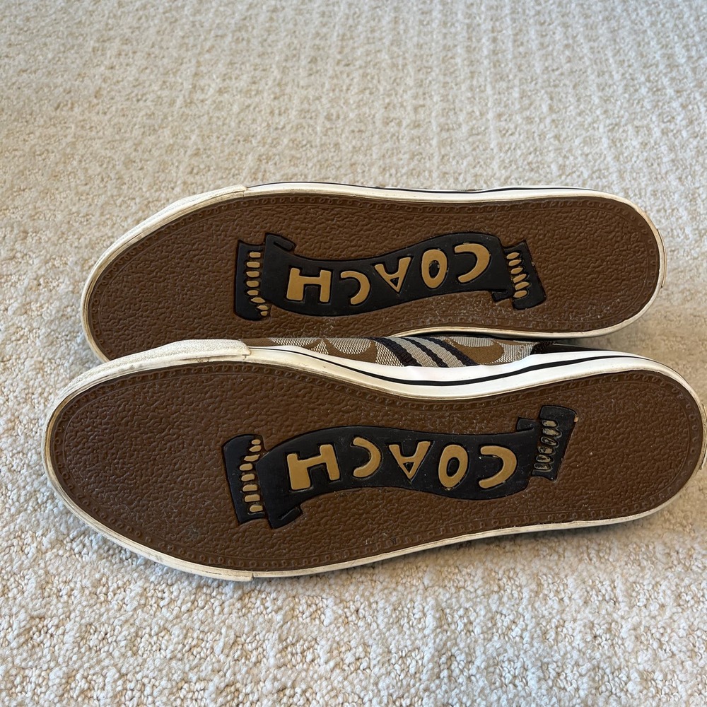 Coach Brown Signature Canvas Low-Top Sneakers with Black Trim - Picture 6 of 8